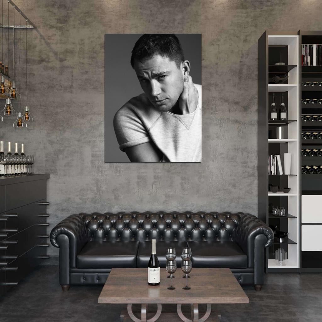 Channing Tatum Portrait Actor BW Art Wall Art Print Poster