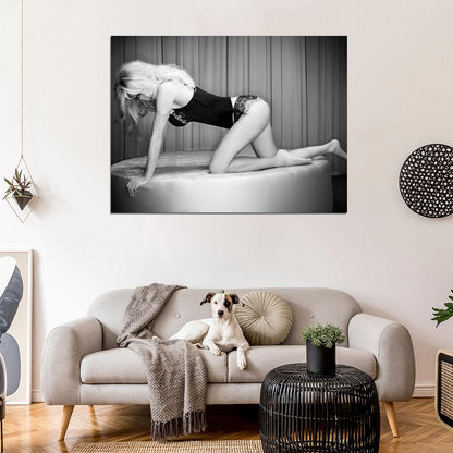 Pamela Anderson Sexy Hot Butt Model Actress BW Art Wall Art Print Poster