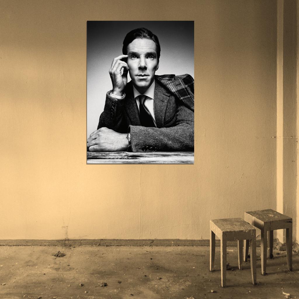 Benedict Cumberbatch Portrait Actor BW Art Wall Art Print Poster
