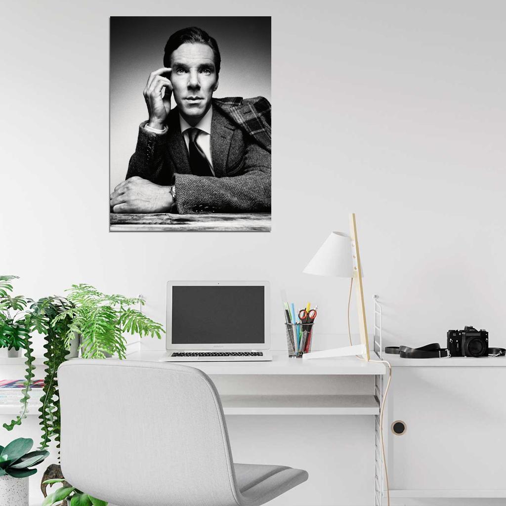 Benedict Cumberbatch Portrait Actor BW Art Wall Art Print Poster