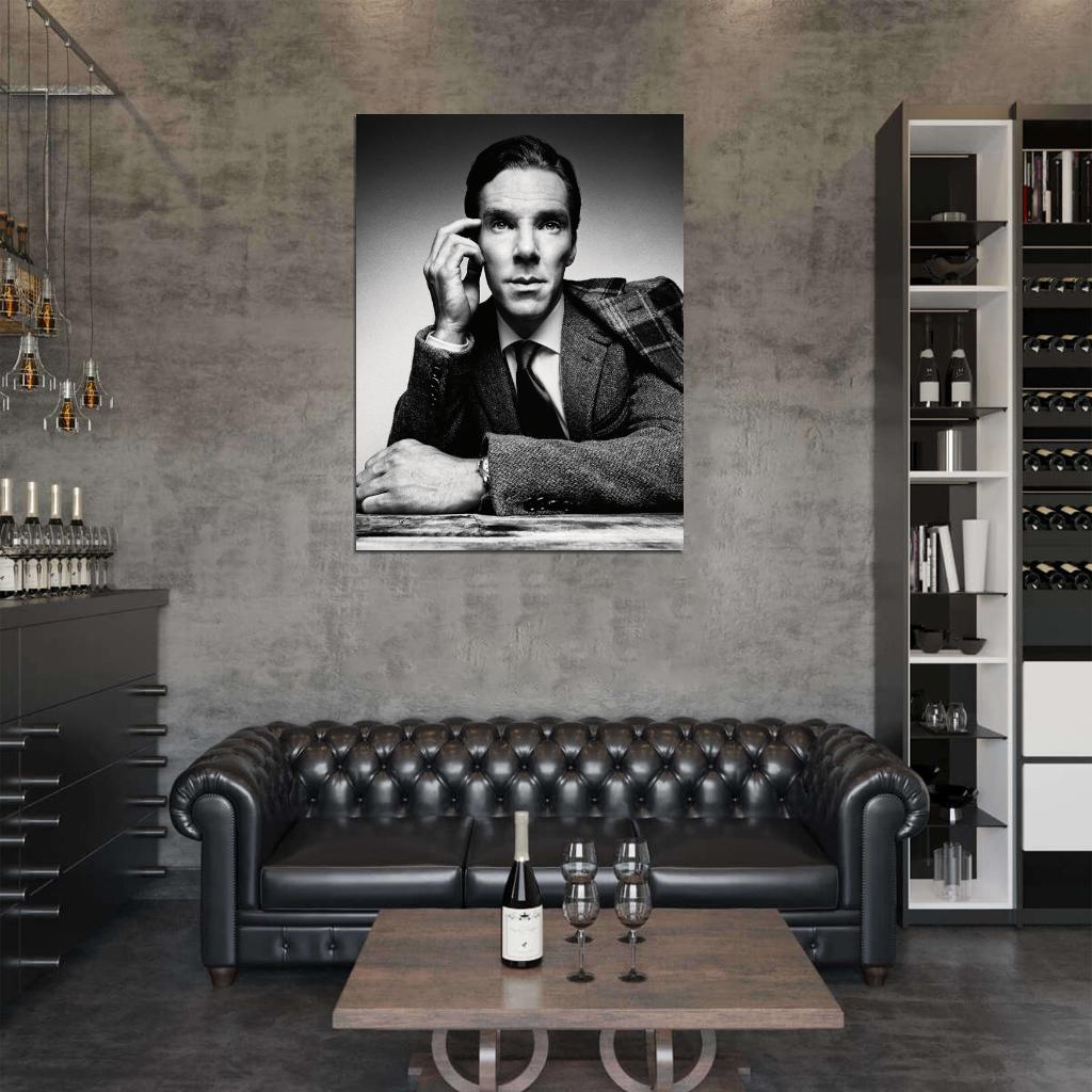 Benedict Cumberbatch Portrait Actor BW Art Wall Art Print Poster