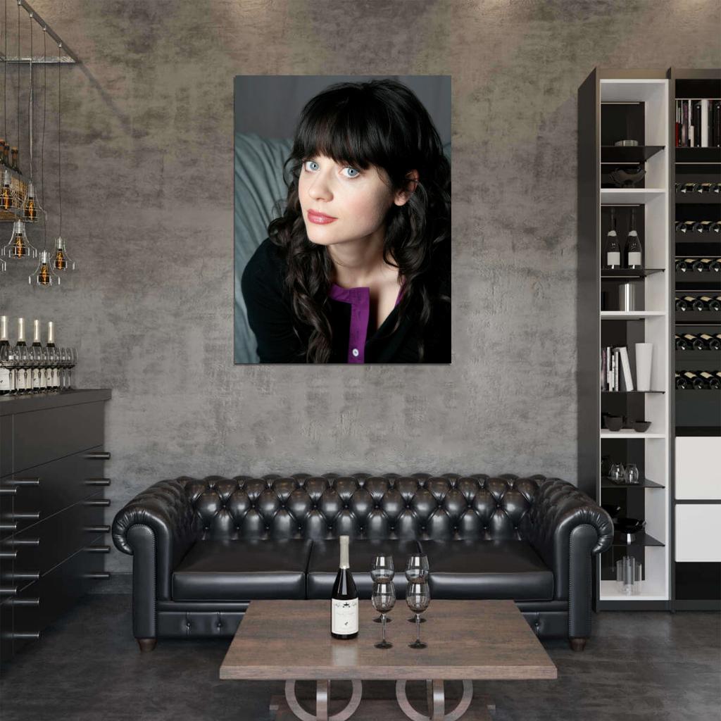 Zooey Deschanel Cute Portrait Actress Art Wall Art Print Poster