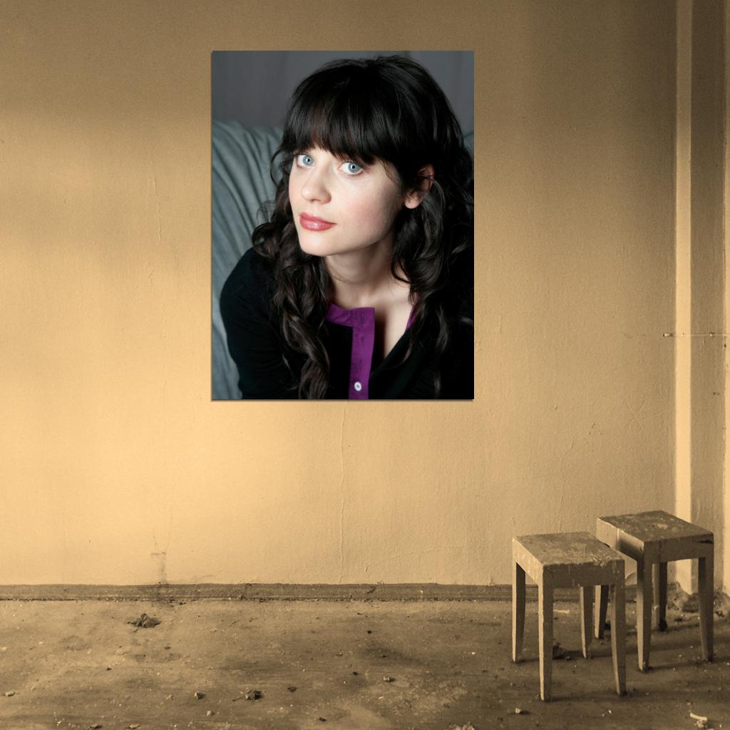 Zooey Deschanel Cute Portrait Actress Art Wall Art Print Poster