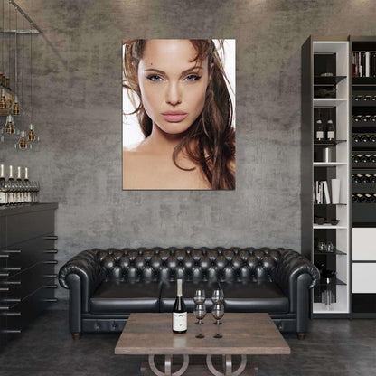Angelina Jolie Sexy Eyes Lips Portrait Actress Art Wall Art Print Poster