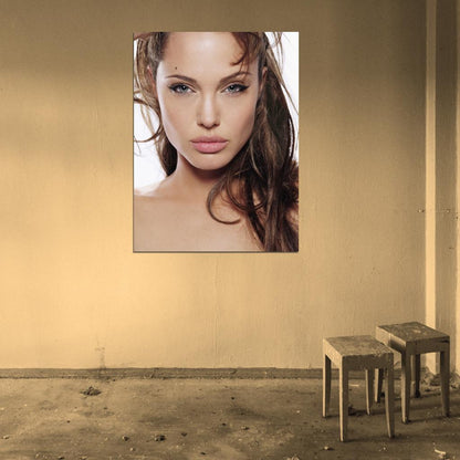 Angelina Jolie Sexy Eyes Lips Portrait Actress Art Wall Art Print Poster
