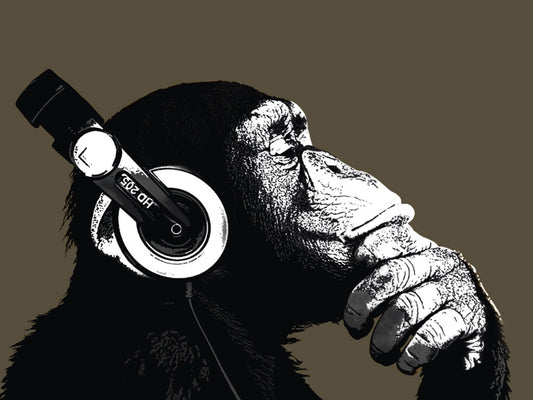 The Chimp Stereo Headphones Painting Music Art Wall Art Print Poster