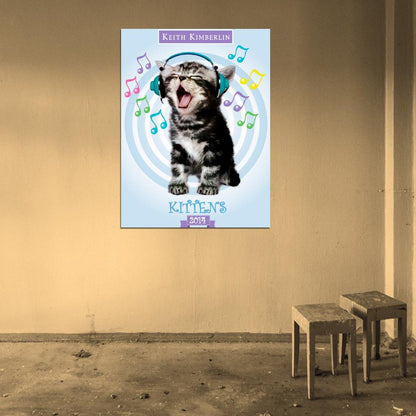 Funny Kitten Headphones Keith Kimberlin Art Wall Art Print Poster