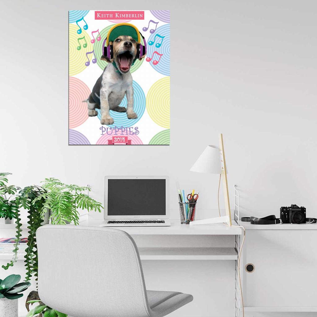 Funny Puppy Headphones Keith Kimberlin Art Wall Art Print Poster