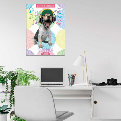 Funny Puppy Headphones Keith Kimberlin Art Wall Art Print Poster