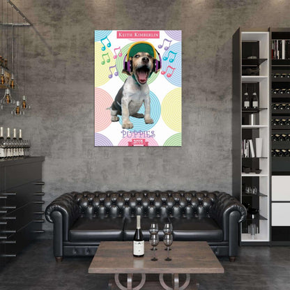 Funny Puppy Headphones Keith Kimberlin Art Wall Art Print Poster