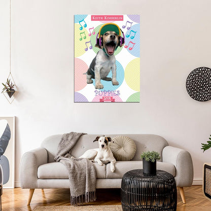 Funny Puppy Headphones Keith Kimberlin Art Wall Art Print Poster