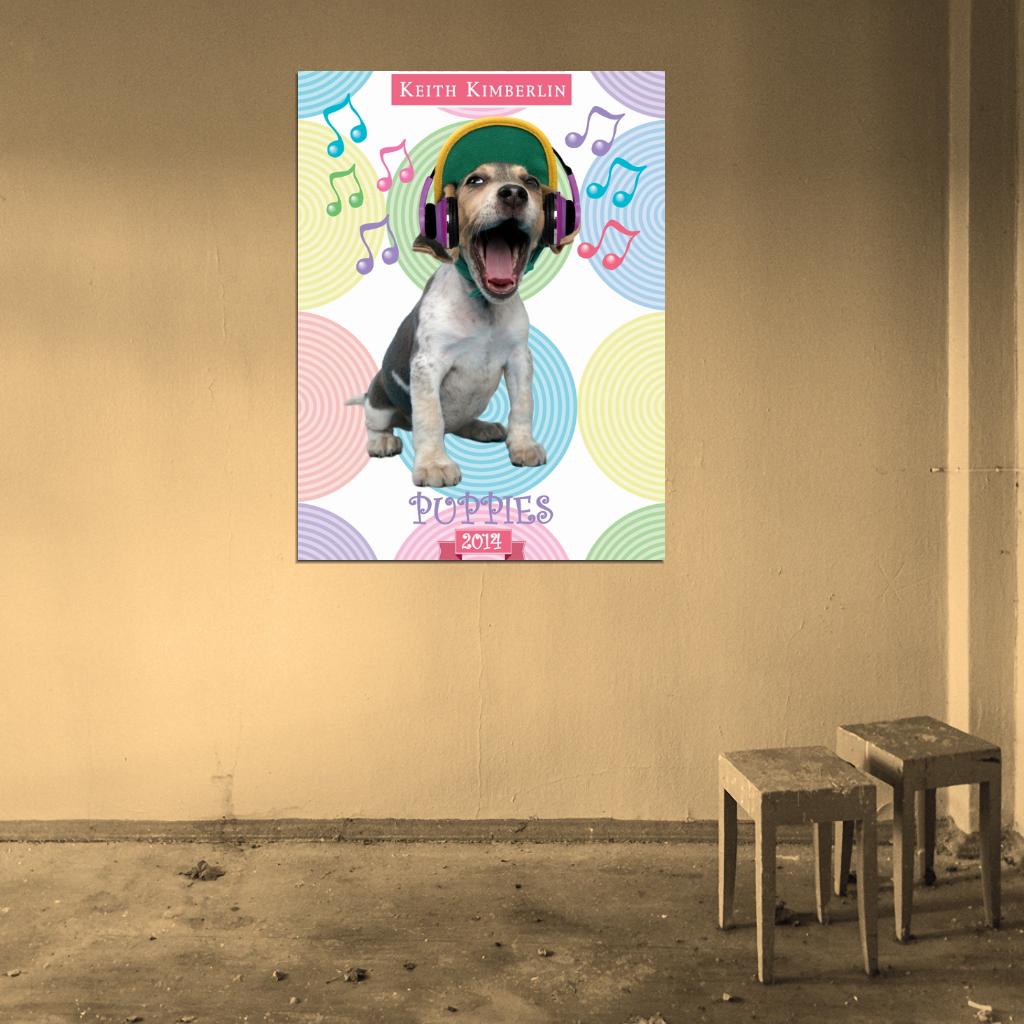 Funny Puppy Headphones Keith Kimberlin Art Wall Art Print Poster