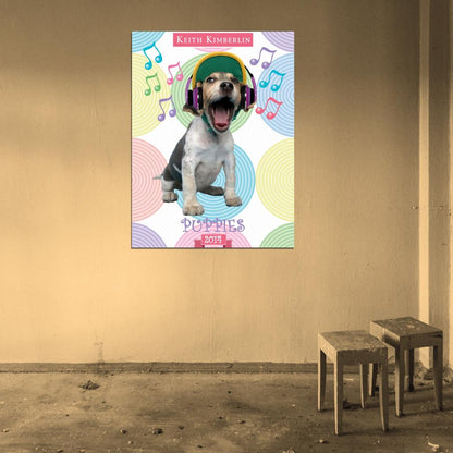 Funny Puppy Headphones Keith Kimberlin Art Wall Art Print Poster