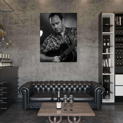 Dave Matthews Guitar Rock Singer Music BW Art Wall Art Print Poster