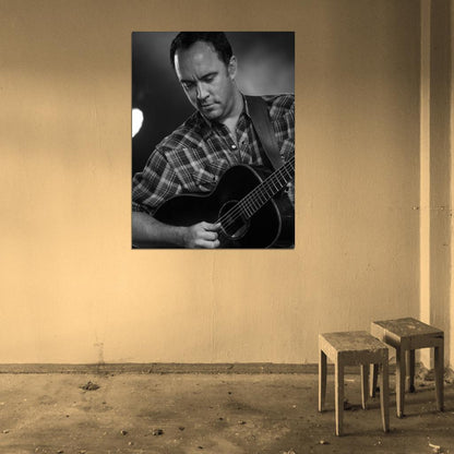 Dave Matthews Guitar Rock Singer Music BW Art Wall Art Print Poster