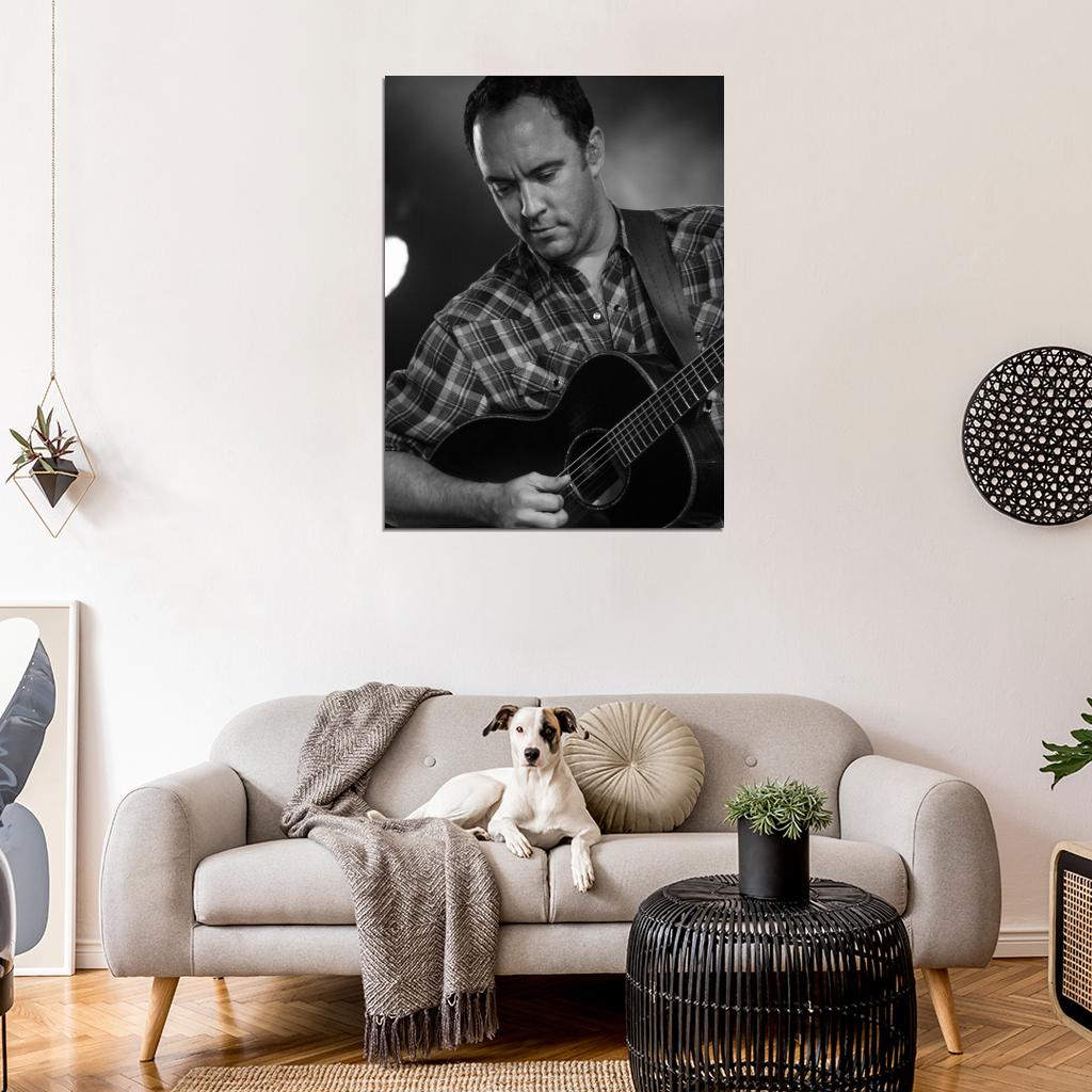 Dave Matthews Guitar Rock Singer Music BW Art Wall Art Print Poster