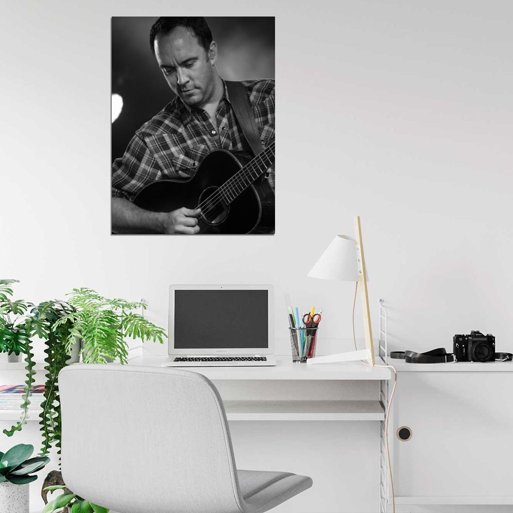 Dave Matthews Guitar Rock Singer Music BW Art Wall Art Print Poster