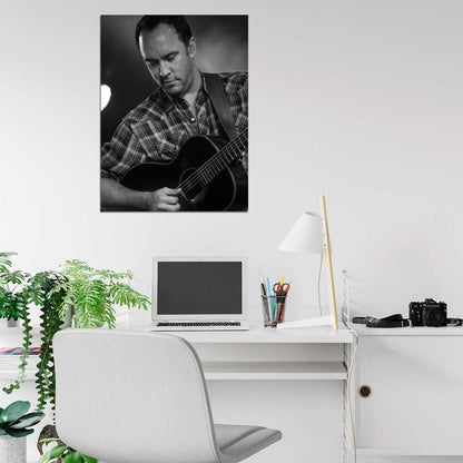 Dave Matthews Guitar Rock Singer Music BW Art Wall Art Print Poster