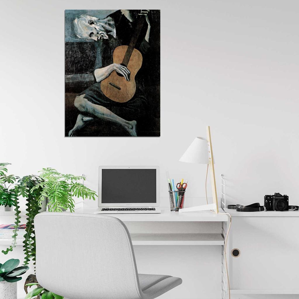 The Old Guitarist Pablo Picasso Painting Art Wall Art Print Poster