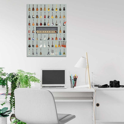 A Visual Compendium Of Guitars Music Art Wall Art Print Poster