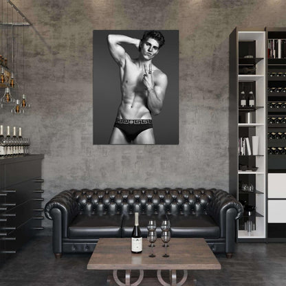 Nolan Funk Hot Sexy Actor BW Art Wall Art Print Poster