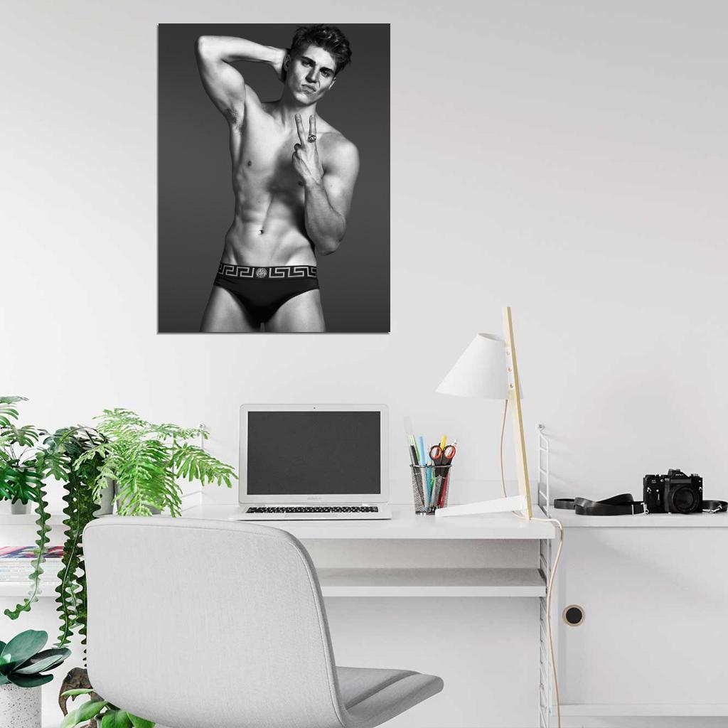 Nolan Funk Hot Sexy Actor BW Art Wall Art Print Poster