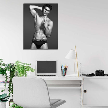 Nolan Funk Hot Sexy Actor BW Art Wall Art Print Poster
