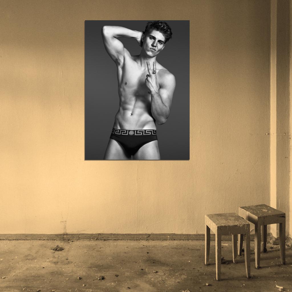 Nolan Funk Hot Sexy Actor BW Art Wall Art Print Poster