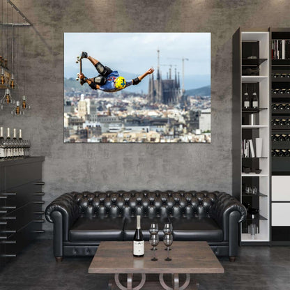 Awesome Skater Jump Air Extreme Skateboard City Wall Art Print Poster