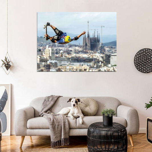 Awesome Skater Jump Air Extreme Skateboard City Wall Art Print Poster