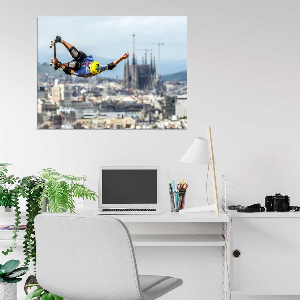 Awesome Skater Jump Air Extreme Skateboard City Wall Art Print Poster