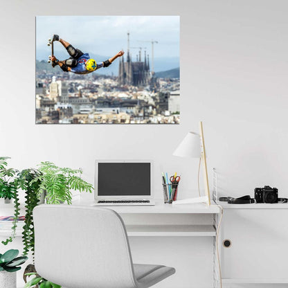 Awesome Skater Jump Air Extreme Skateboard City Wall Art Print Poster
