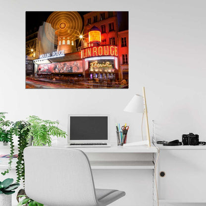 Moulin Rouge Cabaret Paris France Night Lights Wall Art Print Poster