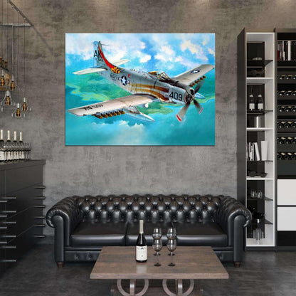 Douglas A-1H Skyraider Air Forces WW2 War Military Wall Art Print Poster