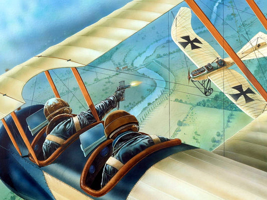 WW1 Biplane Dogfight Air Forces Art World War I Military Wall Art Print Poster