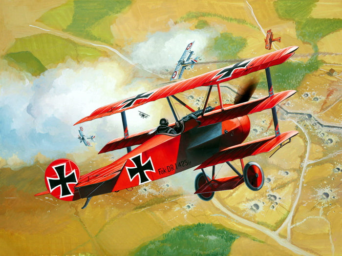 Red Baron WW1 German Triplane Dogfight Air Forces Art World War I Military Wall Art Print Poster