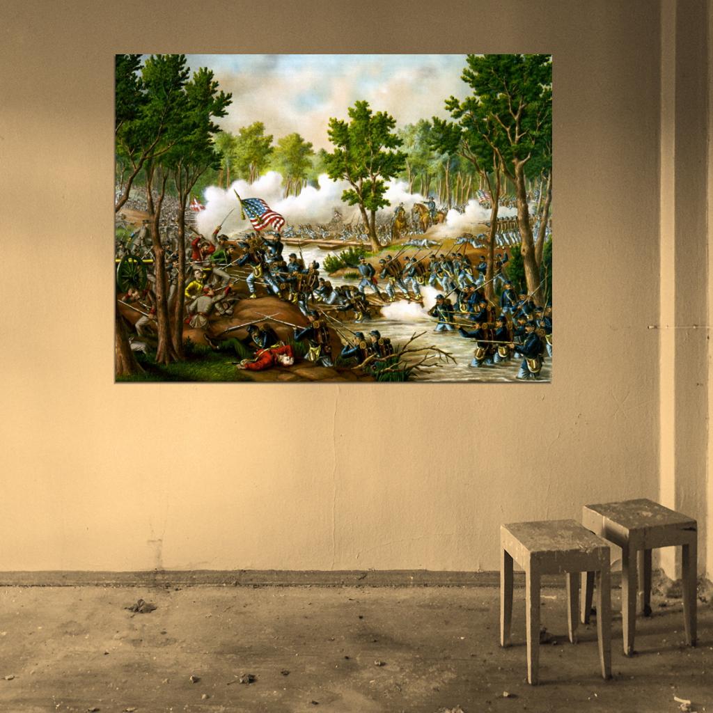 Battle of Spotsylvania American Civil War Painting Art Wall Art Print Poster