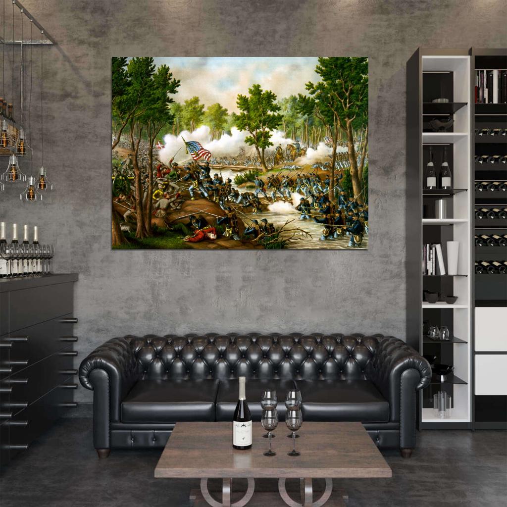 Battle of Spotsylvania American Civil War Painting Art Wall Art Print Poster