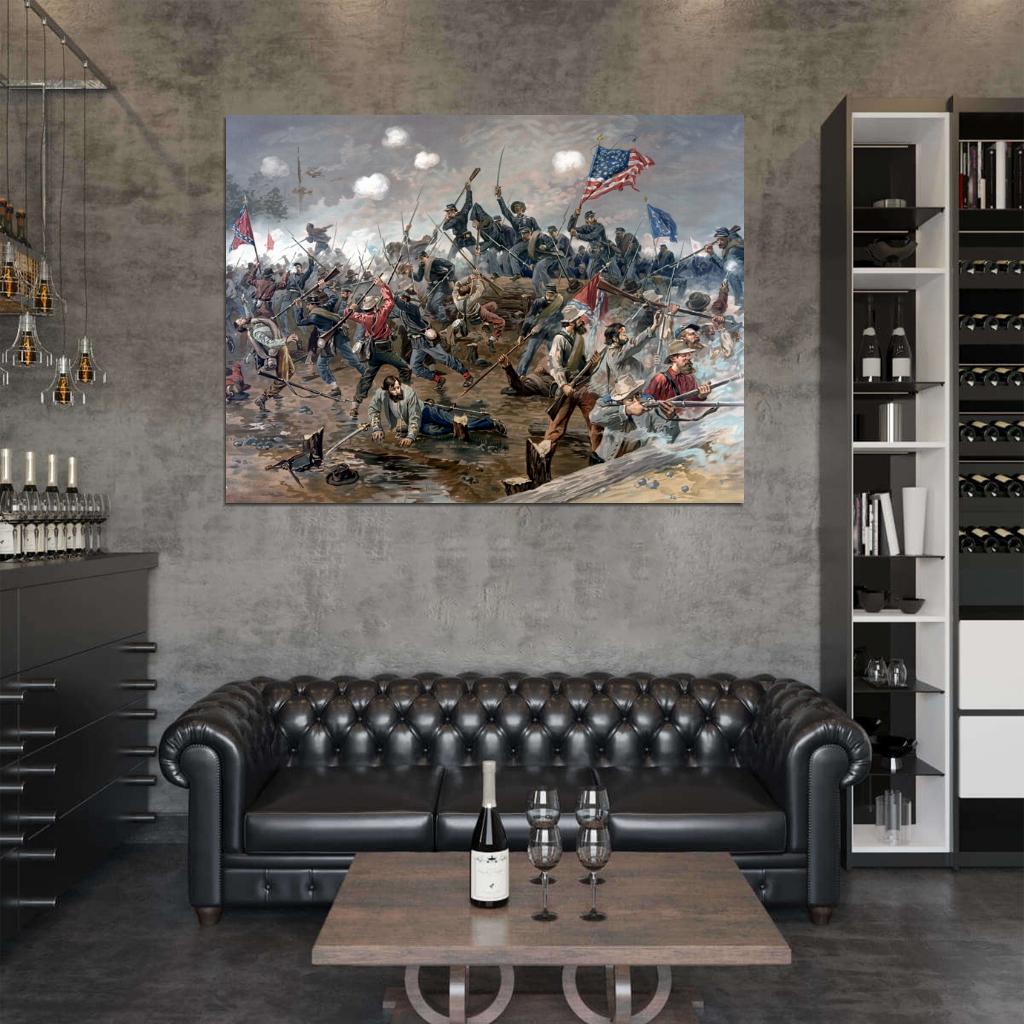 Battle of Spotsylvania American Civil War Painting Artwork Wall Art Print Poster