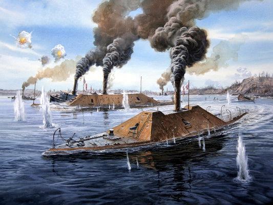 Ironclad Warship CSS Virginia USS Monitor Merrimack American Civil War Painting Art Wall Art Print Poster