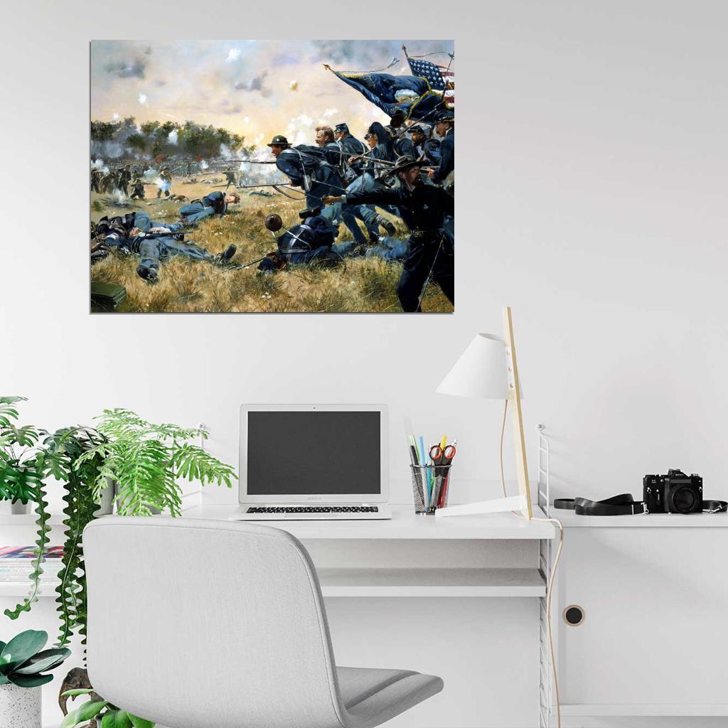 American Civil War Soldiers Battle Fight Painting Art Wall Art Print Poster