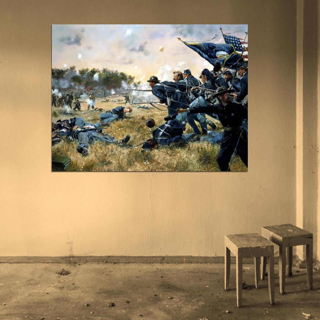American Civil War Soldiers Battle Fight Painting Art Wall Art Print Poster
