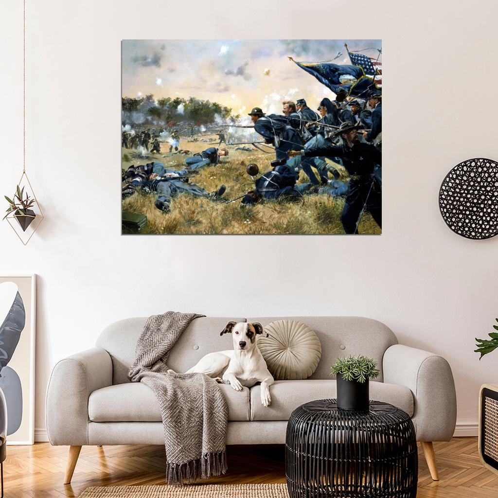 American Civil War Soldiers Battle Fight Painting Art Wall Art Print Poster