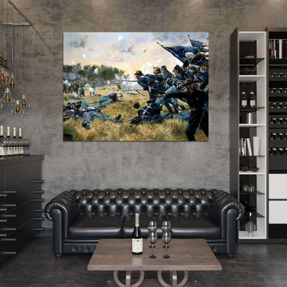 American Civil War Soldiers Battle Fight Painting Art Wall Art Print Poster