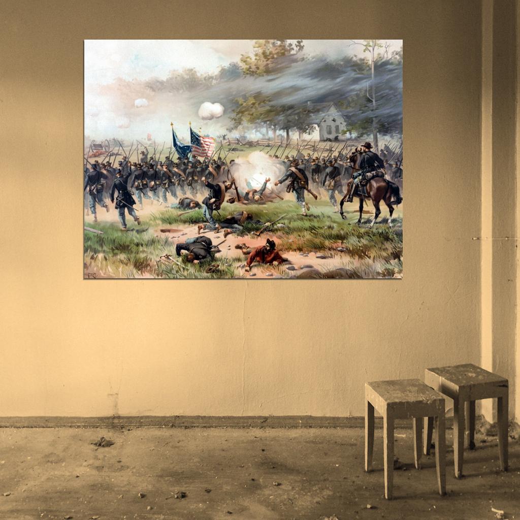 Battle of Antietam American Civil War Soldiers Painting Art Wall Art Print Poster
