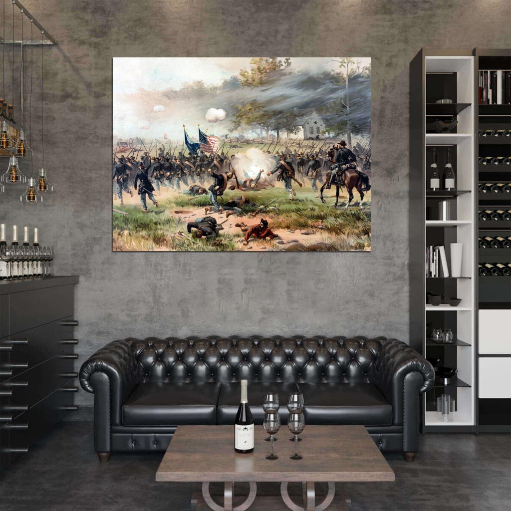 Battle of Antietam American Civil War Soldiers Painting Art Wall Art Print Poster