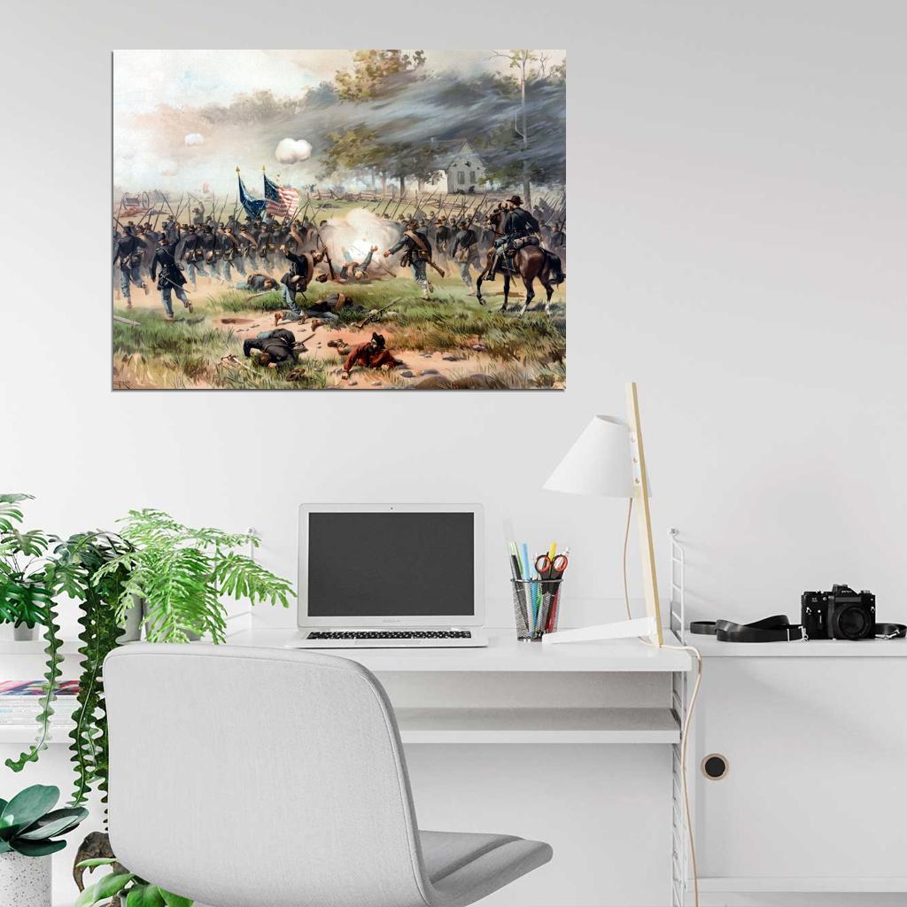 Battle of Antietam American Civil War Soldiers Painting Art Wall Art Print Poster