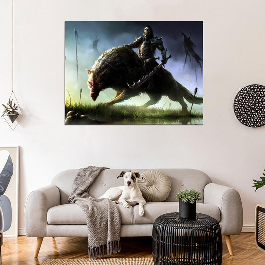 Orc Rider Warg Awesome Dark Fantasy Painting Art Wall Art Print Poster