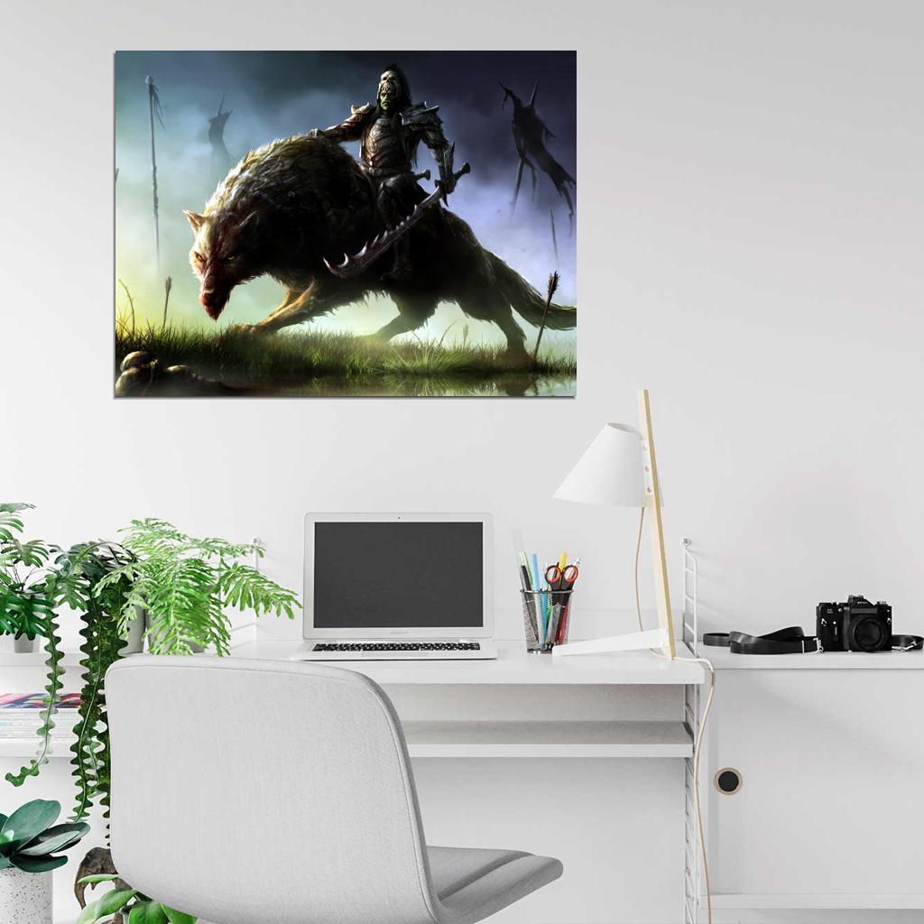 Orc Rider Warg Awesome Dark Fantasy Painting Art Wall Art Print Poster