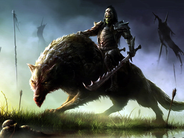 Orc Rider Warg Awesome Dark Fantasy Painting Art Wall Art Print Poster